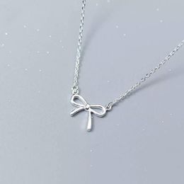 Pendants 925 Sterling Silver Lovely Bow Knot Pendant Necklace For Girls Women Fashion Jewellery Gift D38613345