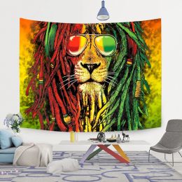 Timers Simsant Rasta Rastafarian Tapestry Lion Head Marley Bob Tapestry Wall Hanging Backdrop for Living Room Bedroom Decor Gtsizy0596