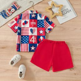 Clothing Sets Kids Boys 4th Of July Outfit Short Sleeve Lapel Shirt Top Shorts Fourth Clothes