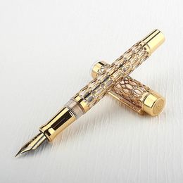 Jinhao Century 100 Fountain Pen Real Gold Electroplating Hollow Out Ink Pens Smoothly Writing F Nib for School Office Business 240229