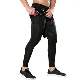 Men's Pants Hign Quality 2 In 1 Men Gym Sports Workout Shorts Fitness Running Compression Quick Dry Leggings With Pocket