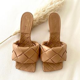 ciabatta sandalo da spiaggia estiva di alta qualità donna Lido Flat fashion Nuovo mulo designer di lusso in pelle intrecciata da uomo Slide tacco alto Sandalo in gomma Slider da esterno mocassino da donna