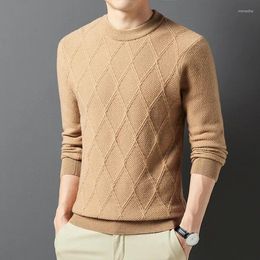 Men's Sweaters Men Goat Cashmere Sheep Wool 2024 Autumn Spring Long Sleeeve Plaid Knitted Pullovers