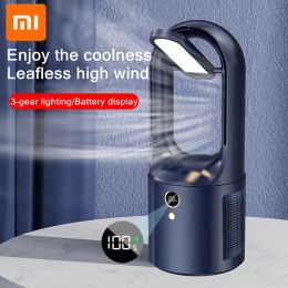 lasapparatuur Xiaomi Home Use Electric Bladeless Table Fan Cooler Usb Charging Portable Wireless Mini Cooling Fan Ultra Quiet Led Night Light