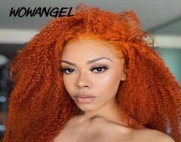 Ginger Orange Colored 13x6 Deep Part Lace Front Human Hair Wigs 150 Pre Plucked Brazilian Kinky Curly Remy Lace Frontal Wigs2452045