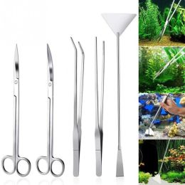 Tools Aquarium Tools Set Plants Tweezers and Scissors Grass Stainless Steel Cleaning Tools Plants Fish Tank Accessories 3 5 pcs/set