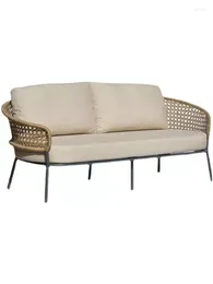 Camp Furniture Nordic Style Outdoor Sofa Chair Designer Villa Leisure Aluminium Alloy Rattan Rope Garden Balcony