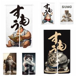 Curtains Japanese Sumo Noren Comics Sumo Door Curtain Dining Room Bedroom Printed Partition Kitchen Entrance Drape Hanging Halfcurtains