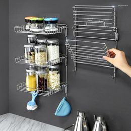 Kitchen Storage Wall Folding Rack Stainless Steel Shelf Bathroom Toothbrush Cup Holder Seasoning Spice Jars Shelves