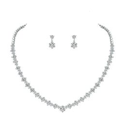 WEIMANJINGDIAN Brand Round Cut Cubic Zirconia CZ Crystal Necklace and Earrings Wedding Bridal Banquet Prom Jewellery Sets 240311