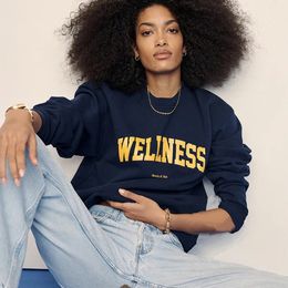 New Sporty Rich Designer Sweatshirt Women Loose Hooded Pullover Jumper Hoodies Classic WELLNESS Letter-printed Cotton Women's clothes 2024031302