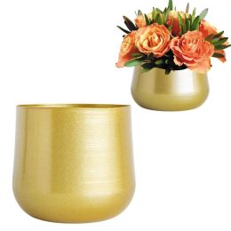 Planters Gold Planter Gold Planter Round Metallic Flower Plant Pot Garden Potted Planter With Drainage Hole For Indoors Or Outdoors Gold