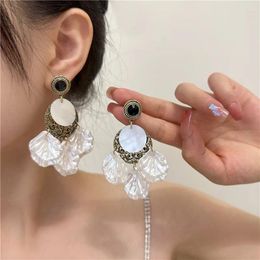 Dangle Earrings Retro Bohemian Style Imitation Shell Tassels For Women Oversize Hollowed Long Drop Earring Silver Needle Jewellery