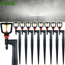 Sprayers KESLA 20/50/100PCS Garden Irrigation Micro Sprinklers on 20cm Stake Support 360 Degrees Refraction Misting Spray Greenhouse Tool