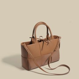 Discount Shops 2024 New Genuine Leather Woven Tote Bag Cowhide Simple and Versatile Mother Child Commuting Single Shoulder Crossbody Handbag