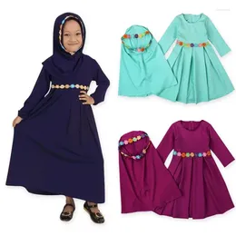 Ethnic Clothing Autumn Winter Dress Muslim Girl Long Sleeve Children Sets Baby Scarf Party Wedding