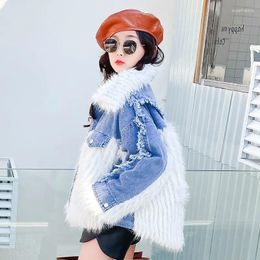 Down Coat Girls Fur Denim Parker Winter Warm Kids Fashion Style Clothing Jean Jacket Children Jackets Parka