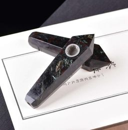 Natural Rock Astrophyllite Firework Stone Smoking Pipe W Carb Hole Tobacco Cigarette Holder Smoke Pipes Quartz Crystal Point Wand9377932
