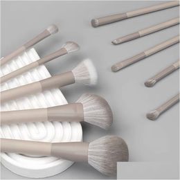 Makeup Brushes Tools Warm Brown Grey Series 12Pcsadd Bagmakeup Livid Support Customization Drop Delivery Health Beauty Accessories Otchx