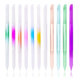 Crystal Glass Cuticle Pusher Nail Stick Professional Precision Filing Cuticle Cylindrical Sand Nail File Manicure Tool