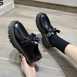 Casual Shoes 2024 College Style Solid Colour Round Head Leffer Thick Bottom Shallow Mouth Muffin British Single Women