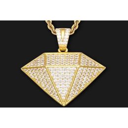 Chains Bling Big Zircon Stereoscopic Triangle Shape Pendant Necklace Men Iced Out Chain Geometric Hip Hop Jewelry Chains1082957 Drop Dhajz