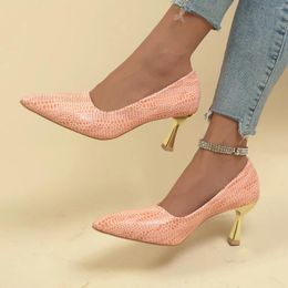 Dress Shoes Pointed Toe Fine Heel Women's Wedding Pink Snake Scale Fashion Sexy Punk Gothic