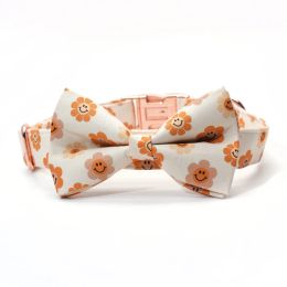 Collars Cute Flower Dog Collar, Personalised Pet BowTie with Matching Leash Harness