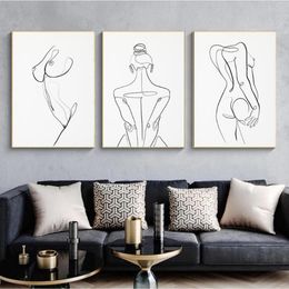 Woman Body One Line Drawing Canvas Painting Abstract Female Figure Art Prints Nordic Minimalist Poster Bedroom Wall Decor Painting2768