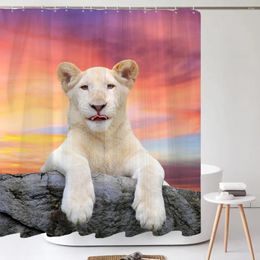 Shower Curtains Lion Tiger Horse Leopard Printing Fabric Curtain Waterproof Animal Bath For Bathroom Decorate With 12 Hooks