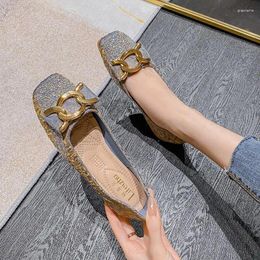 Casual Shoes Plus Big Size Flat Square Toe Lock Flats Female Women Soft Sole Glitter Woman Large C155