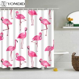 Curtains New Colorful Shower Curtain Ecofriendly Flamingo Plant Flower Pattern Curtain 100% Polyester Fiber Bath Decor Shower Curtain