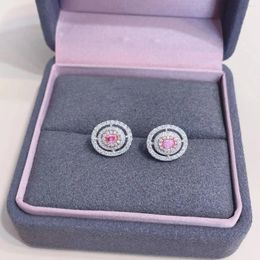 Stud Earrings CZZJ2024 On Sale 0703 Diamonds 0.22ct Solid 18K White Gold Nature Pink Female Studs For Women Fine