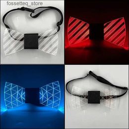 Neck Ties LED Acrylic Bow Tie Colourful Blinking LED Bow Tie For Men Gift Light up Supplies LED Light up Men Bow Tie Luminous Necktie L240313