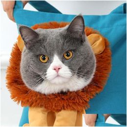 Cat Carriers Crates Houses Funny Lion Shaped Pet Bag Breathable And Soft Head Outgoing Travel Pets Handbag With Safety Zippers Drop De Otoch