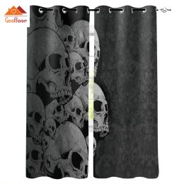 Curtains Hot Selling Skull Design Window Curtains Living Room Outdoor Fabric Drapes Curtain Home Decor Customizable
