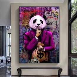 Let Your Success Make The Noise Posters and Prints Graffiti Art Canvas Paintings Abstract Panda Wall Art Pictures for Living Room 274D