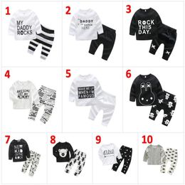 INS Baby boys clothes letter outfits children print topStriped Leopard Bear pants 2pcsset 2018 Autumn Boutique kids Clothing Set8553081