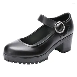 Dress Shoes Plus Size 32-43 Square Heel Platform Pumps Women 2024 Fall Mary Jane Medium Wedding Ladies Work Shoe