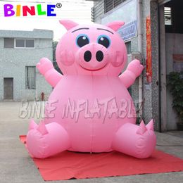 8mH (26ft) with blower giant Inflatable pink pig cartoon for sale advertising inflatables pigs model outdoor portable cartoons animals charactors