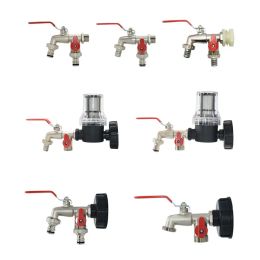 Kits 1/2'' Male Thread 2Way Garden Tap Connector Hose Splitter S60 IBC Water Tank Adapter Irrigation Faucet Zinc Alloy Fitting Valve