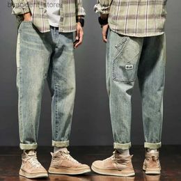 Мужские джинсы KN Джинсы для мужчин Мешковатые брюки Свободные брюки-шаровары Винтажная одежда Мужские модные карманы Лоскутные большие брюки Негабаритные 42 L240313