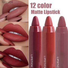 Lipstick 12 Colors Sexy Matte Lipstick Waterproof Long Lasting Color Rendering Non-stick Velvet Lips Liner Pencil Woman Makeup Cosmetics 240313