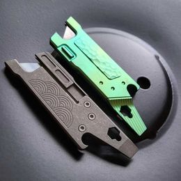 Camping Hunting Knives Pocket Titanium Alloy EDC Paper Knife Unpack Pocket Camping Outdoor Tools Mini Knife Straight Knife 240315