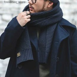 Neck Ties Maden Knitted Winter Scarf Men Striped Cotton Scarf Male Brand Shl Wr Knit Cashmere Bufandas Long Scarves L240313