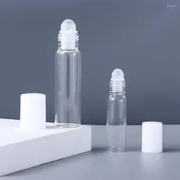 Storage Bottles 5Pcs 5ml/10ml Glass Roller Empty Clear With Roll On Cosmetic Oil Vial For Traveller Ball