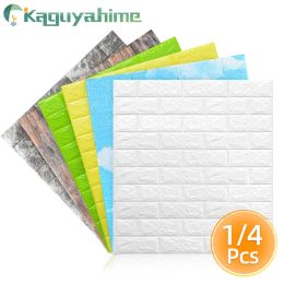 Brushes Kaguyahime 1/4pcs Selfadhesive 3d Wall Sticker Imitation Brick Marble Emed Diy Home Decoration Wallpaper Kidroom Bedroom