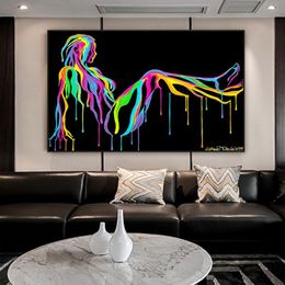 Sexy Girl Posters and Prints Colourful Abstract Art Canvas Painting Modern Creative Canvas Wall Pictures for Living Room Decor264T