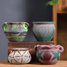 Planters Mediterranean Style Ceramic Floral Vase Creative Succulent Plant Pot Flowerpot Home Garden Art Balcony Desktop Decoration