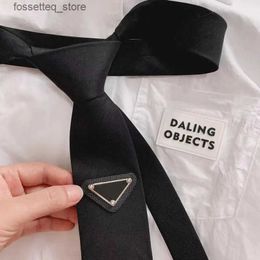 Neck Ties tie P classic fashion ties designer necktie black silk for men women inverted triangle geometric letters suit luxury italian L240313